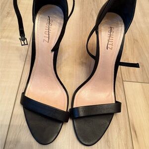 Schutz Black Minimalist Heeled Sandals
